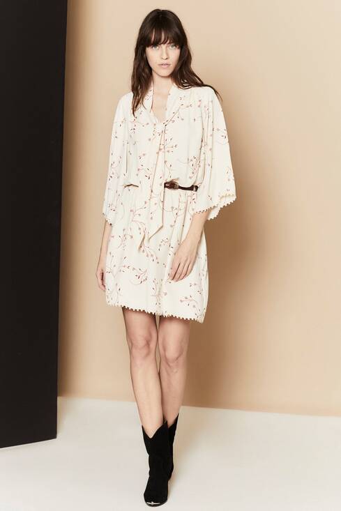Joie Dresses & Skirts - Joie Dakota Mini Dress Floral Aged White XS Neck Tie Cottagecore Boho Prairie